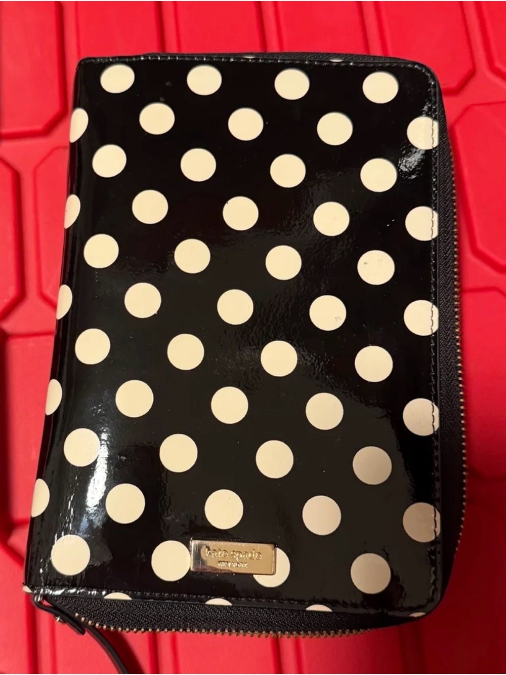 kate spade Black and White Polka Dot Zip Wallet